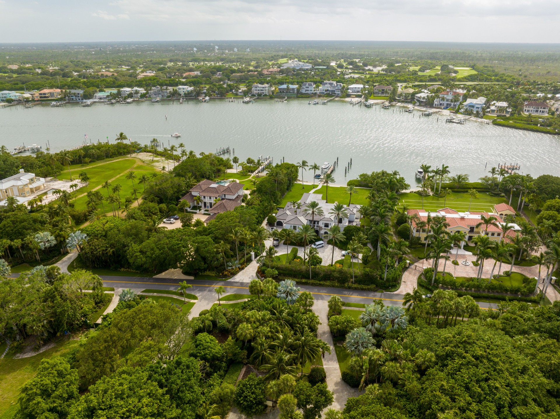 Aerial photo luxury mansion homes on Hobe Sound Jupiter Island